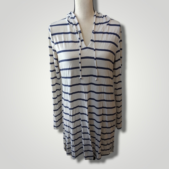 Mott50 Striped Hooded Dress/Swimsuit Cover SzM - Picture 1 of 9